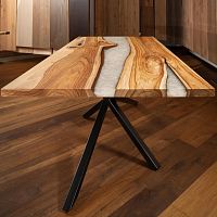 Contemporary table resinwoodenaluminum base