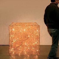 Portable lamp QUBO: T 80brasscontemporarywireless