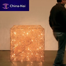 Portable lamp QUBO: T 80brasscontemporarywireless