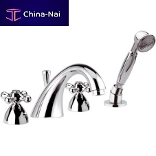 Double-handle bathtub mixer tap V4192 deck mountedchromed metalbathroom