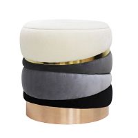 Contemporary stool Obsidianvelvetcottonpolished brass base