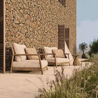 Contemporary armchair Muyufabricteakwith removable cushion