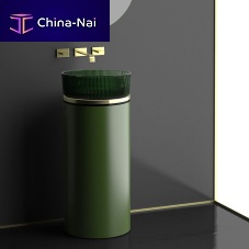 Free-standing washbasin cabinet MADISON Compositionmetalglasscontemporary