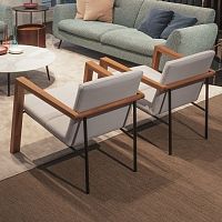 Contemporary armchair STAR SYSTEMfabricleatherwalnut