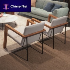 Contemporary armchair STAR SYSTEMfabricleatherwalnut
