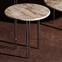 Contemporary side table IOItravertinesteel basebrass base