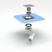 Above floor shower base Q DRAINcubeplasticmetal