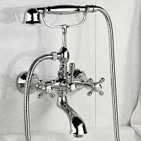 Double-handle bathtub mixer tap 215TRwall-mountedchromed metalbathroom
