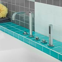 Double-handle shower mixer tap SB396 SERIESfor bathtubdeck mountedchromed metal
