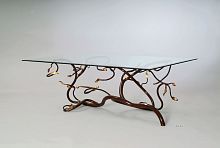 Original design table KELLIASwrought ironwrought iron baserectangular