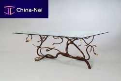 Original design table KELLIASwrought ironwrought iron baserectangular