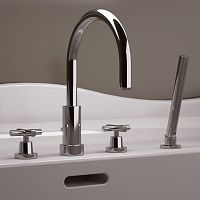 Double-handle bathtub mixer tap J4492deck mountedchrome-plated brassbathroom