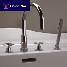 Double-handle bathtub mixer tap J4492deck mountedchrome-plated brassbathroom