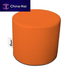 Contemporary pouf synthetic leatherroundwith washable removable cover