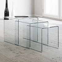 Contemporary side table Nestcurved glassglass basesquare