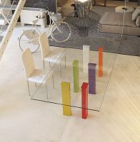 Contemporary table S64.ROMOLOtempered glasswooden baserectangular