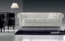 Chesterfield sofa MOZART 297polyesterwhite3-seater