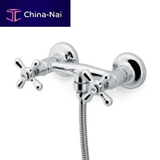 Double-handle shower mixer tap 173759wall-mountedchrome-plated brassbathroom