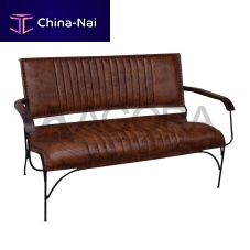 Traditional sofa CUBAleatherbrownpainted metal