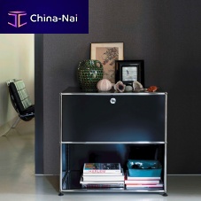 Contemporary side table USM Hallermetalmetal baserectangular