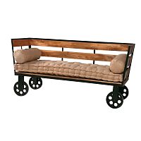 Original design upholstered bench RAIL fabricmetal basemetal