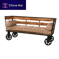 Original design upholstered bench RAIL fabricmetal basemetal