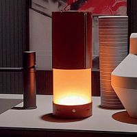 Table lamp Chapeauglassleathercontemporary