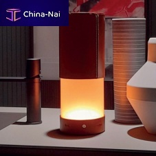 Table lamp Chapeauglassleathercontemporary