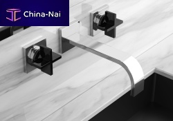 Double-handle washbasin mixer tap REGENTS KING SMALL crystal handles BLACKwall-mountedcrystalbathroom