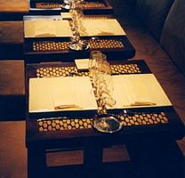 Contemporary table FTA HP RESSM tempered glassfor restaurant