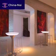 Contemporary high bar table LOUNGE M 105 glassplasticaluminum base