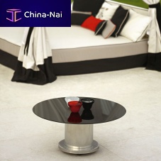 Contemporary coffee table glassmetal baseround