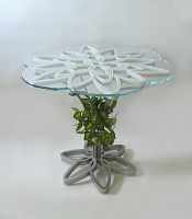 Original design table JASMINEstainless steeltempered glassstone