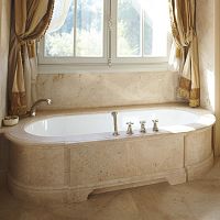 Oval bathtub surround porcelain stoneware