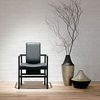 Contemporary dining chair SETTEindoorleatherwooden base