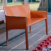 Contemporary upholstered bench PASQUALINAleathersteel baseleather base