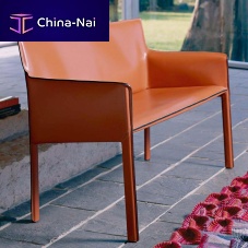 Contemporary upholstered bench PASQUALINAleathersteel baseleather base