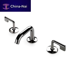 Double-handle washbasin mixer tap PTLS02countertopchromed metalbrass