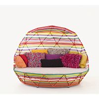 Contemporary daybed Tropicaliafabriclacquered steelmetal base