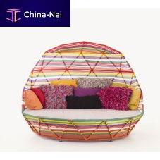 Contemporary daybed Tropicaliafabriclacquered steelmetal base