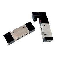 Poppet pneumatic directional control valve pneumatically-operated