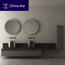 Double washbasin cabinet Toscawall-hungwoodenglass