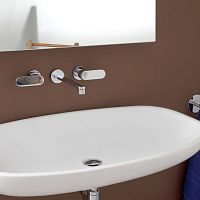 Double-handle washbasin mixer tap ONE wall-mountedchromed metalbrass