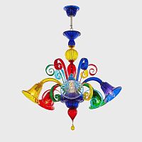 Venetian style chandelier ARLECCHINO DOWNWARDMurano glassblown glass6 light
