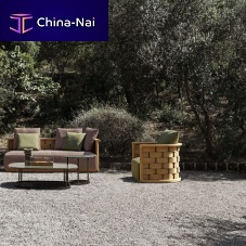 Contemporary armchair PALINFRASCAfabricteakgray