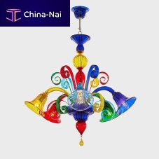 Venetian style chandelier ARLECCHINO DOWNWARDMurano glassblown glass6 light
