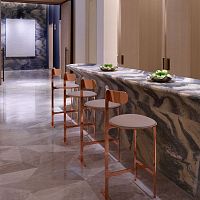 Contemporary bar stool Park Placeleatherfabricsteel base