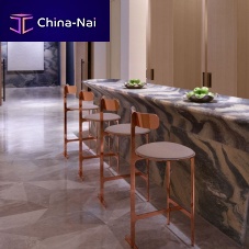 Contemporary bar stool Park Placeleatherfabricsteel base