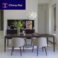 Contemporary dining table Gaudglasssolid wood baserectangular
