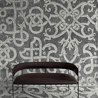 Contemporary upholstered bench ERA fabricleathersteel base